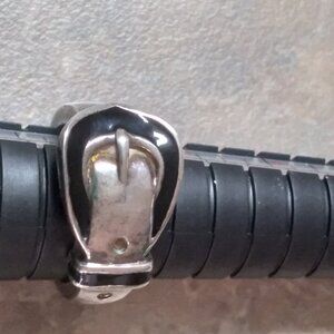 Silver-tone Buckle Ring sz. 6